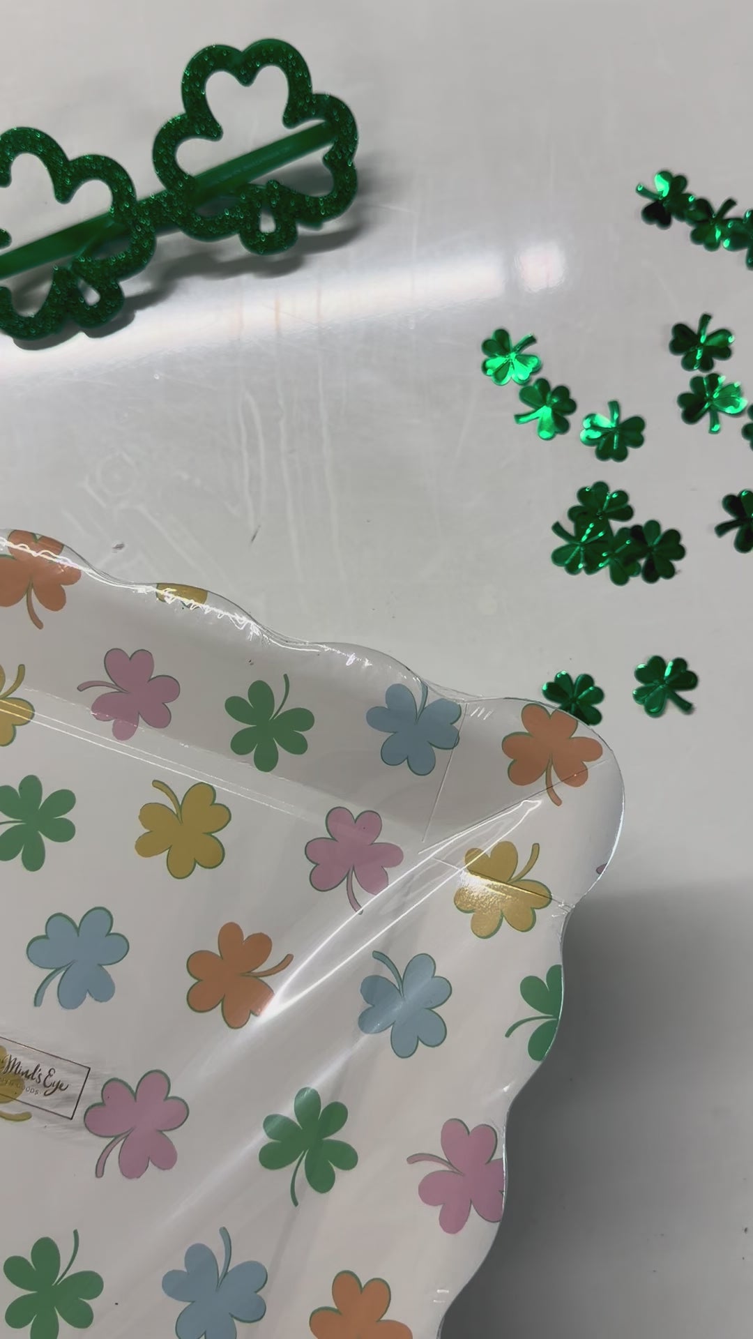St Patricks Day paper plates in pastel with coordinating St Patrick's Day Party supplies