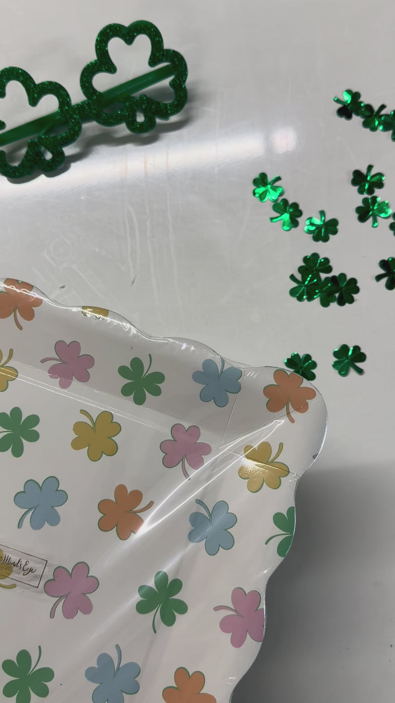 St Patricks Day paper plates in pastel with coordinating St Patrick's Day Party supplies