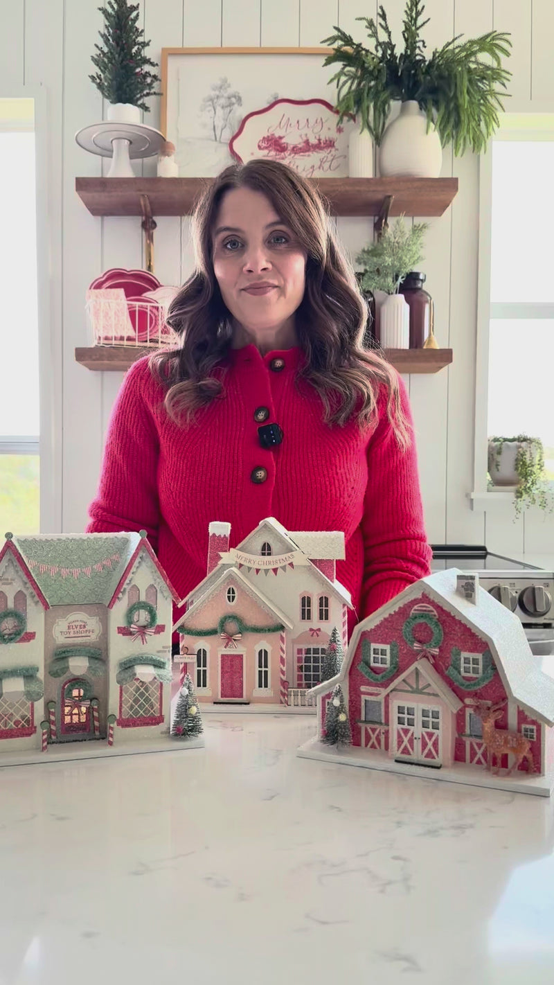 Video demonstrating the size and durable construction of the Reindeer Barn decor house, highlighting its unique role in the Christmas village collection.