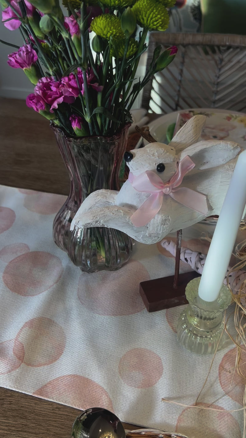 White leaping easter bunny decoration - perfect for a spring table decoration or easter tablescape. 