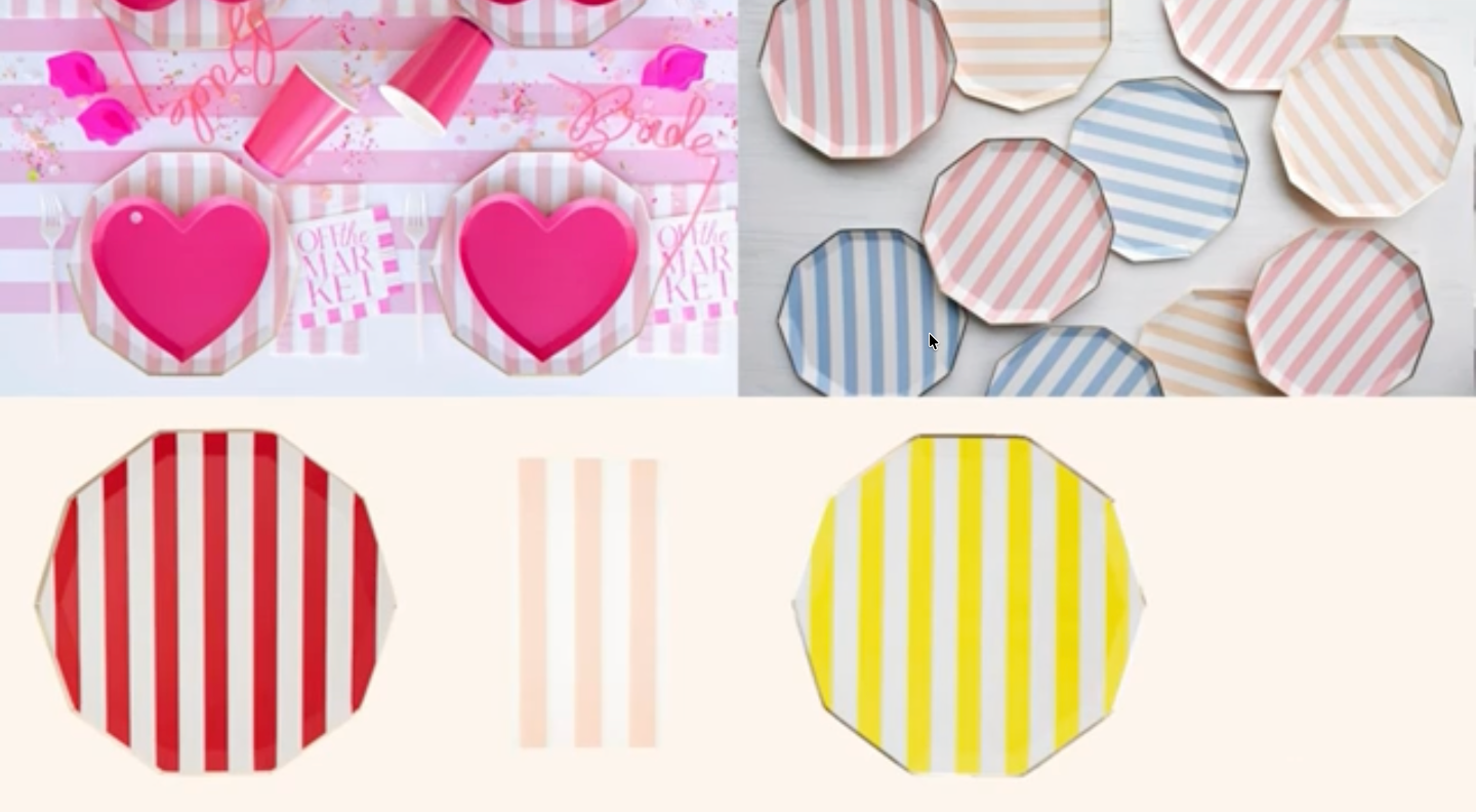 Video of Bonjour Fete Cabana Party Supplies in different colors