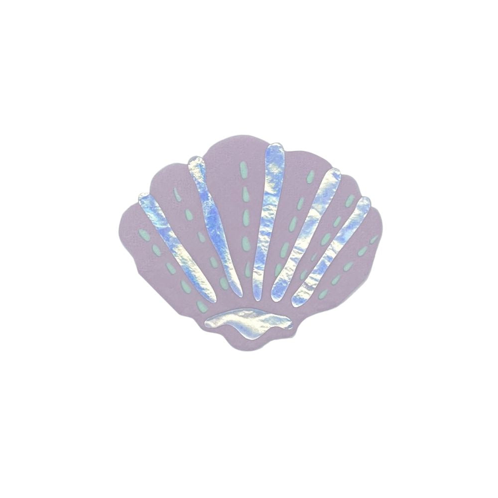 Purple seashell shaped napkin with iridescent details