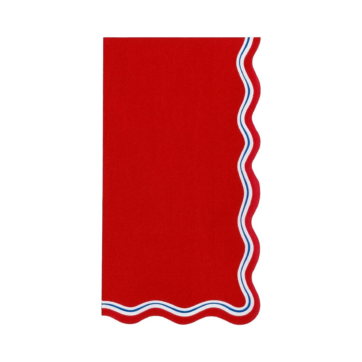Isolated product shot of the 16ct Patriotic Guest Towels showing the full scalloped edge.