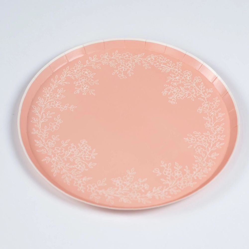 Pink floral dinner plate