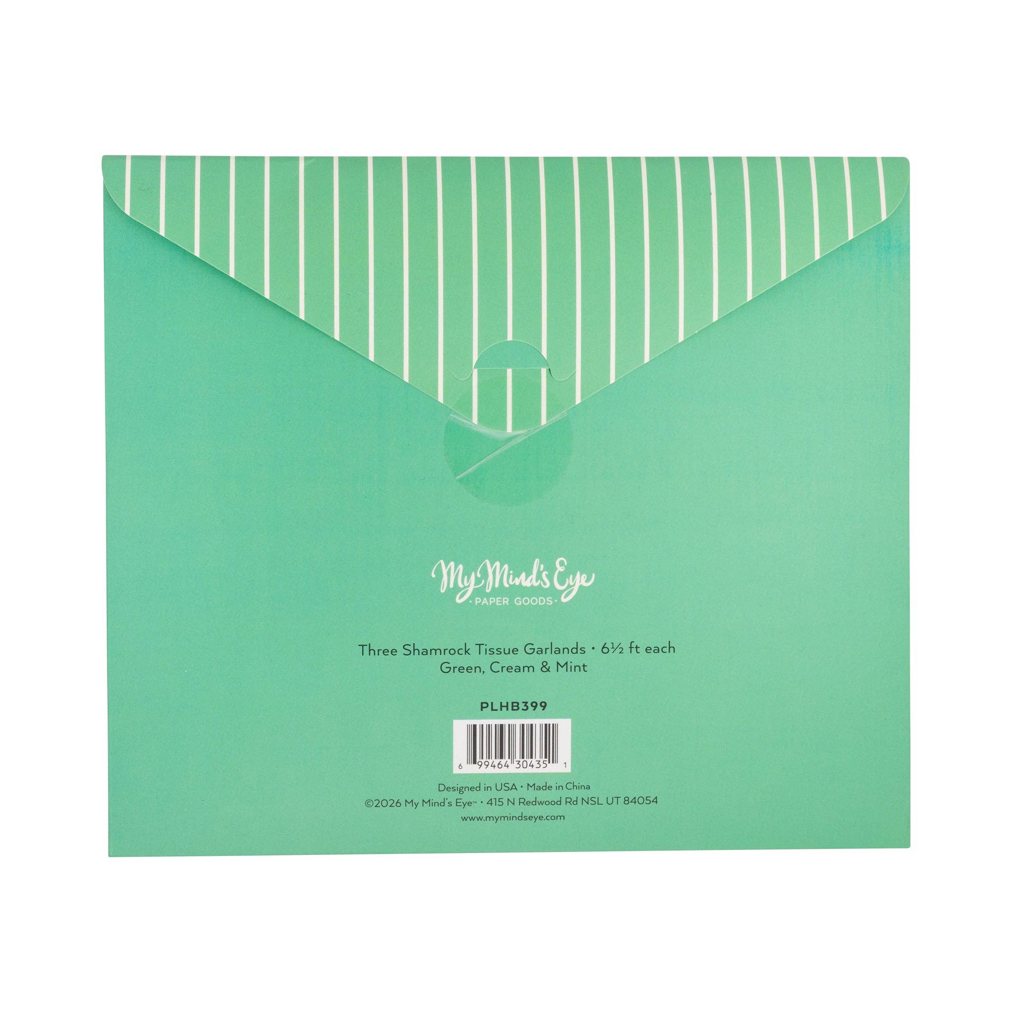 Back of Shamrock Crepe Banner Set packaging with product details