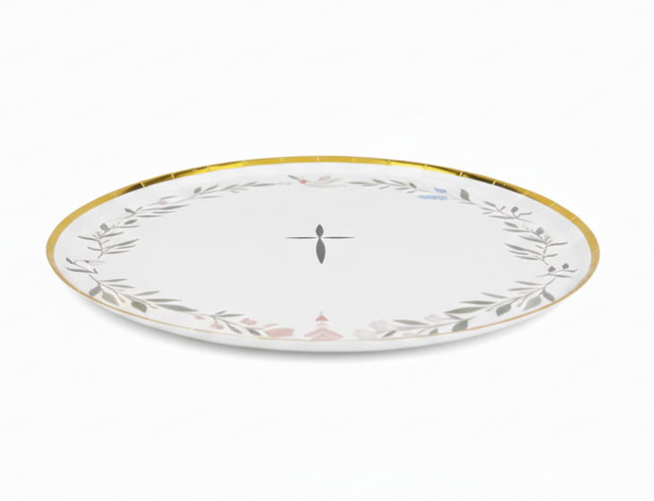 religious-dessert-plate-side-view-gold-rim
