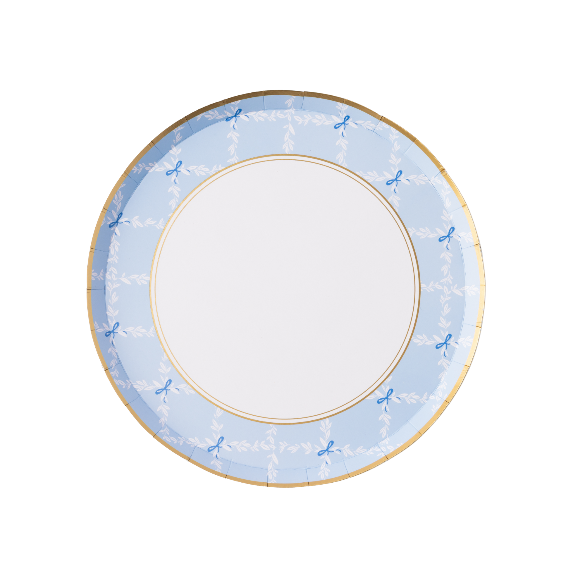 Sky blue trellis plate with gold rim detail