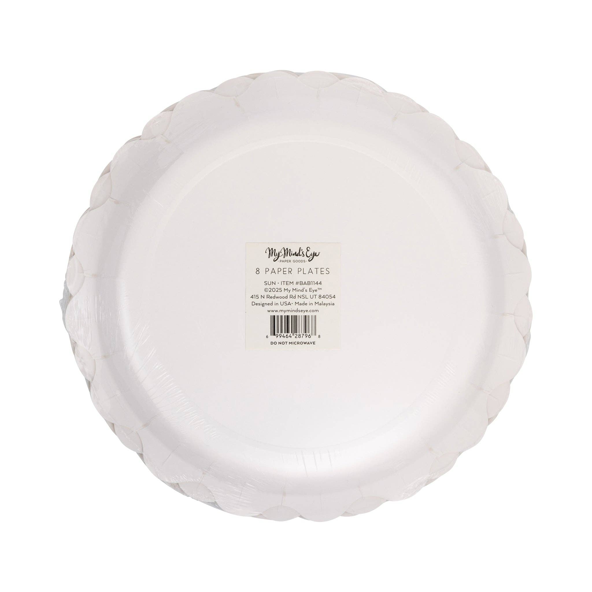 Back view of smiling sun shaped paper plate