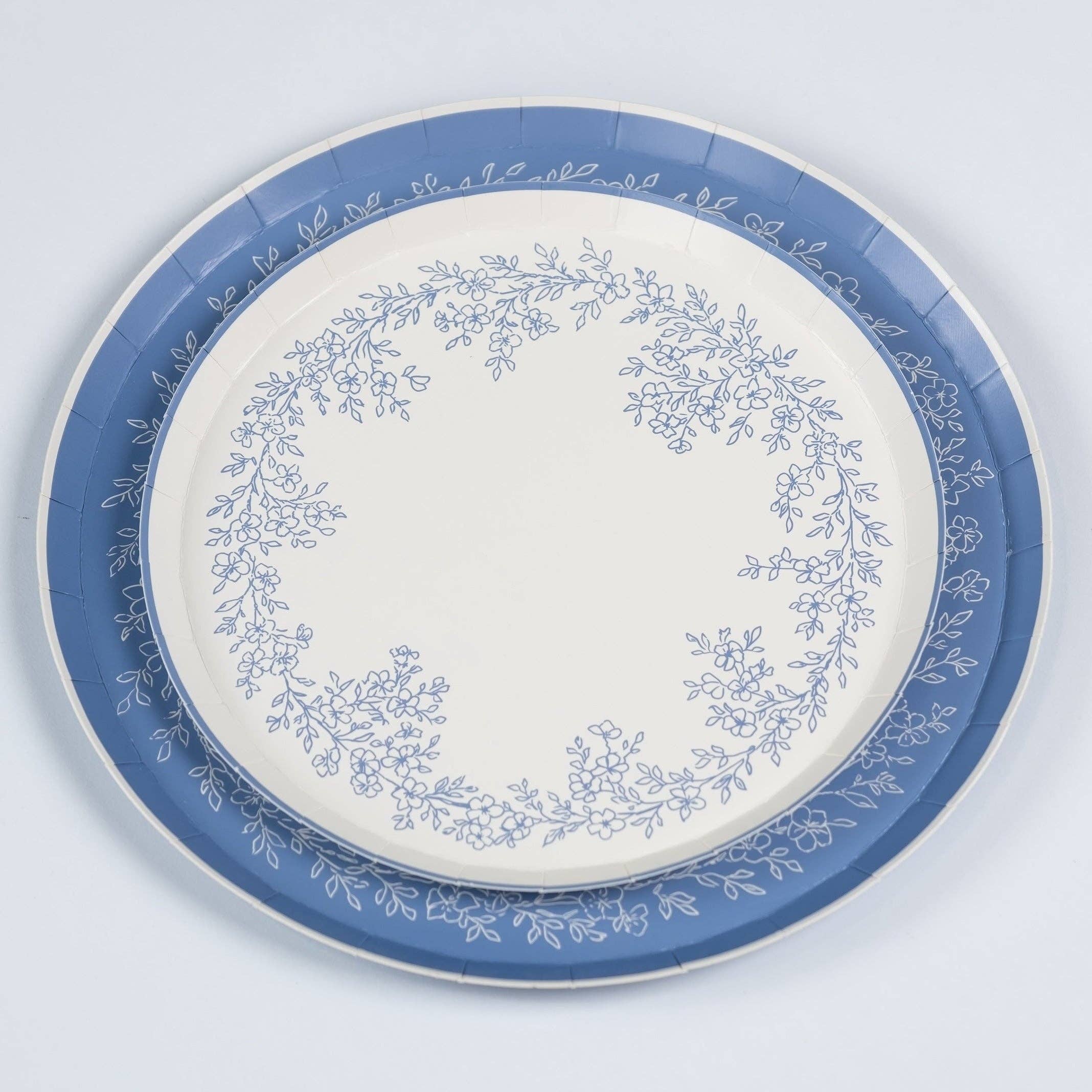 spring dessert plates blue floral design