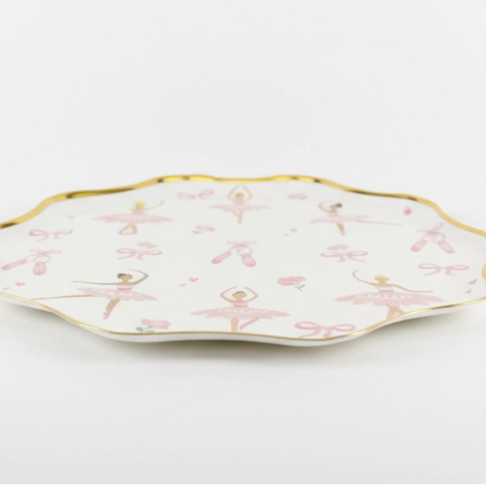 Low angle side view of a sturdy ballerina paper plate