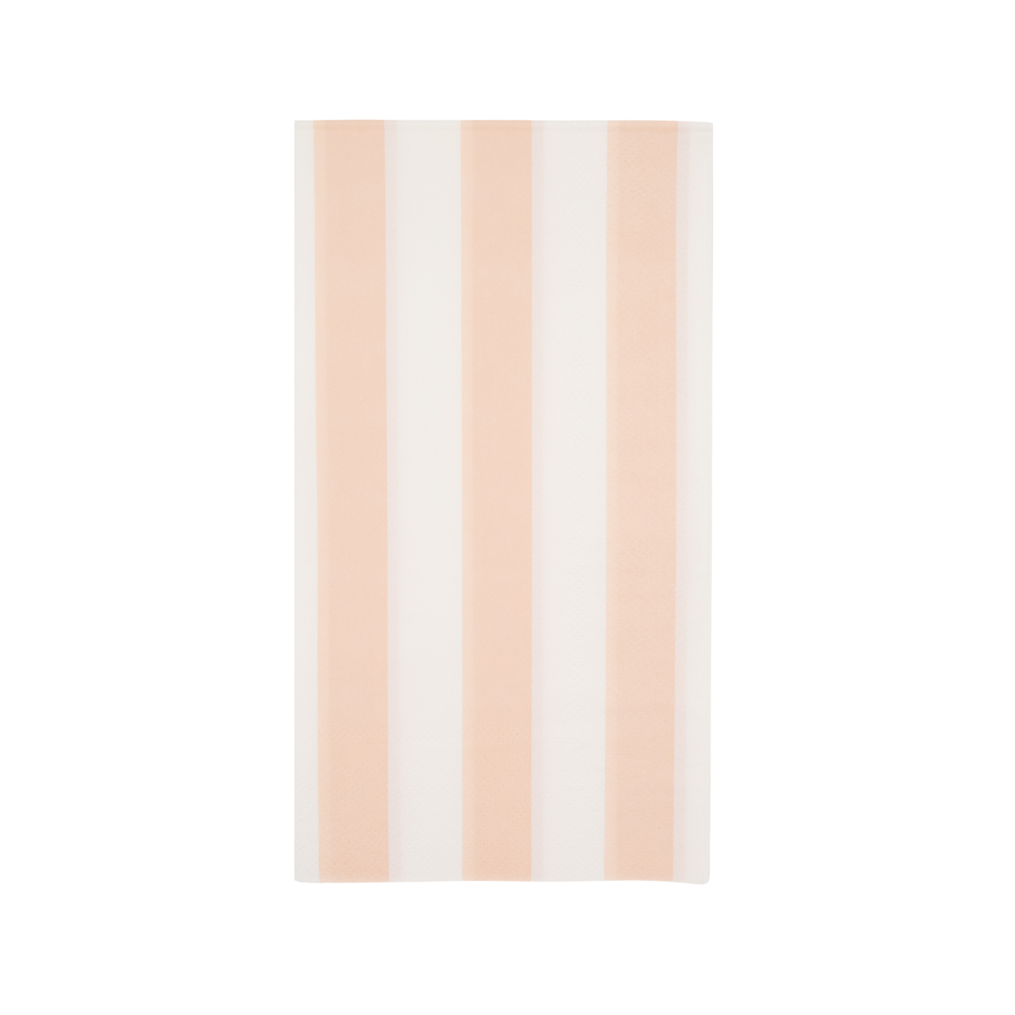Peach and white vertical stripe guest towel napkin on white background