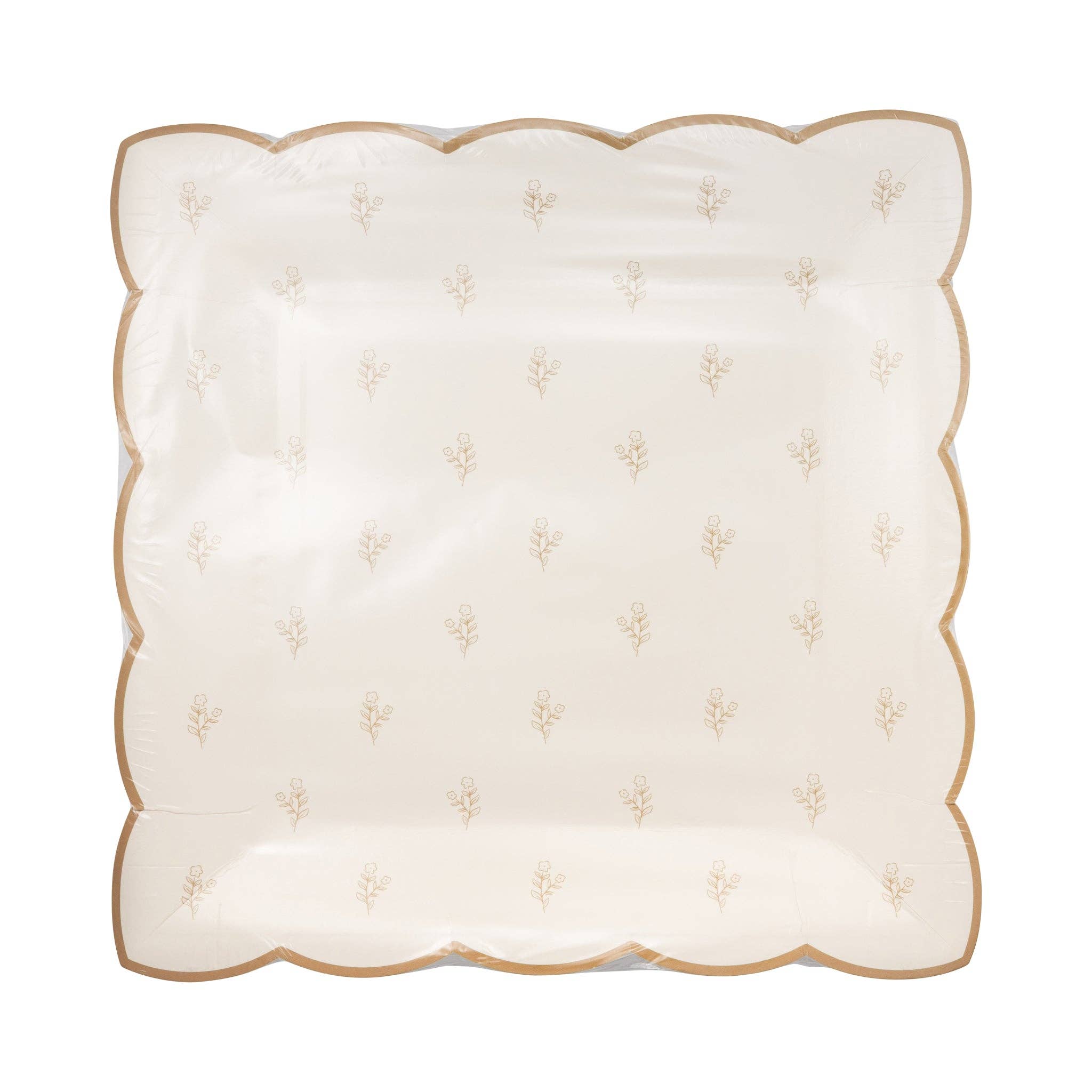 A retail pack of 8 small floral plate items featuring a ditsy wildflower pattern for a spring & easter entertaining table.