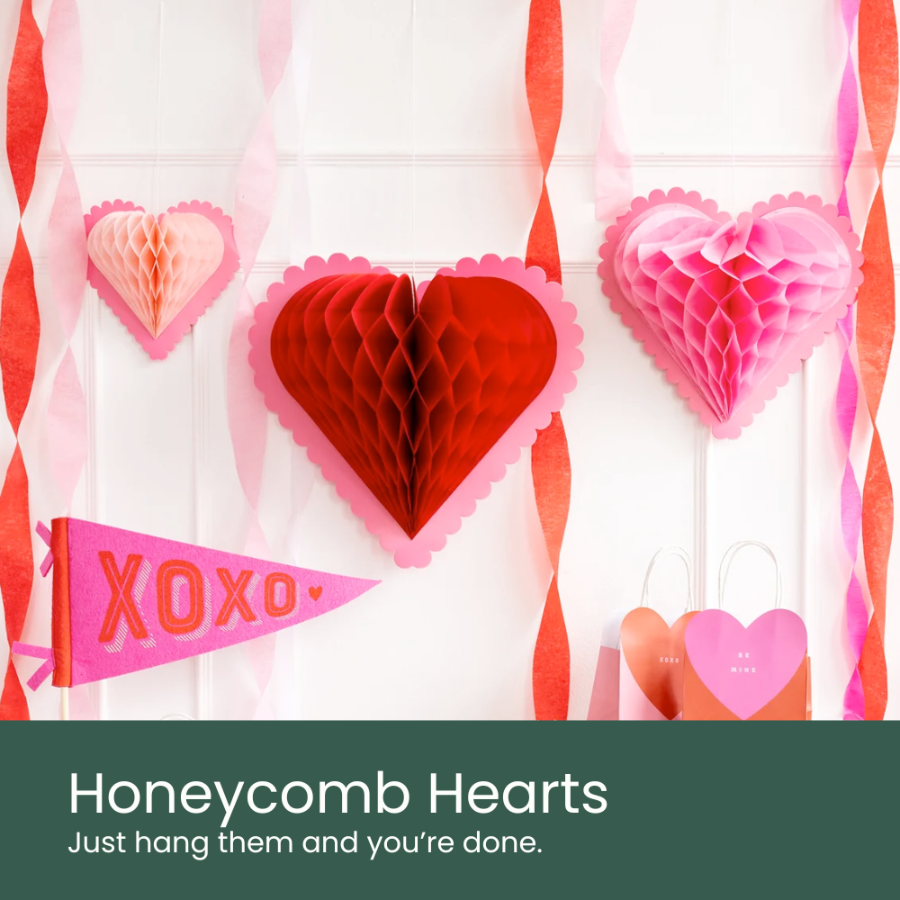 Valentine's Hanging Honeycomb Hearts Decor - Momentandco Valentine's Day Box