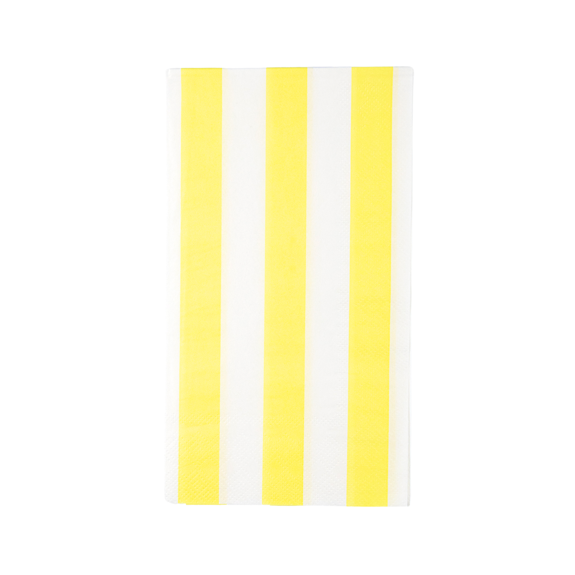 Yellow cabana stripe guest towel paper napkin.
