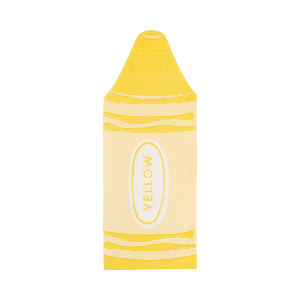 Yellow crayon napkin front view.
